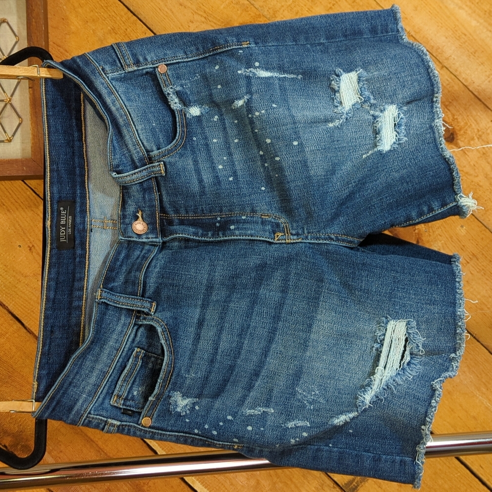 Judy Blue Distressed Jean Shorts - Blue